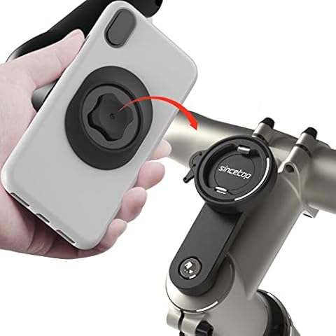 Bike Phone Mount for Mountain Bicycle, Universal Aluminum Road Bike Stem Cap Cell Phone Holder, (Connect Quickly) System Riding Clip Stand, MTB Handlebar Holder for iPhone Samsung Google (Black) Cover