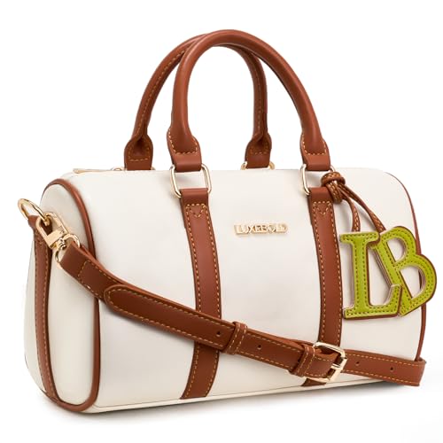 LuxeBold Top Handle Bags for Women Crossbody Purses Satchel Handbags Small Boston Bags LXB-016-WT