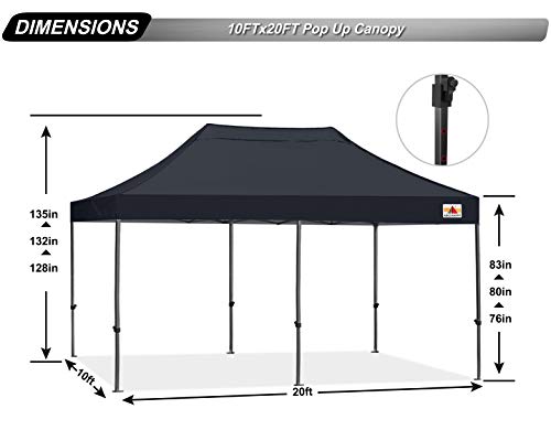 Image of ABCCANOPY 10x20 Easy Pop Up Canopy Tent, Black