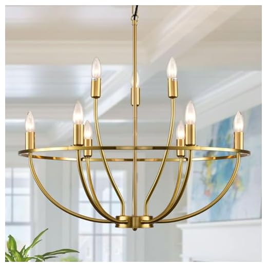 WJShome 9-Light Gold Chandelier, Vintage Candle Chandelier Dining Room Chandelier Over Table for Living Room, Kitchen Island, Bedroom, Foyer, Hallway, Stairs, Entrance