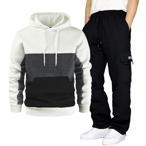 Survêtement surdimensionné en coton chaud et doux avec pantalon cargo multi-poches