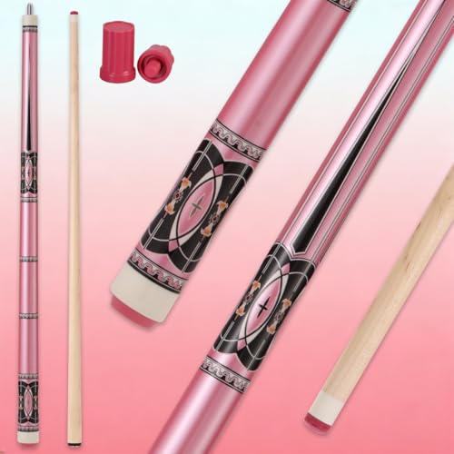 Walkerby Pink Pool Cue Stick Set(20 oz) 58 inch Canadian Maple Cue Stick with 12mm Pink Leather Tip and Joint Protector Professional Billiard Cue Stick Gifts for Ladies (58 inch Pink cue only)