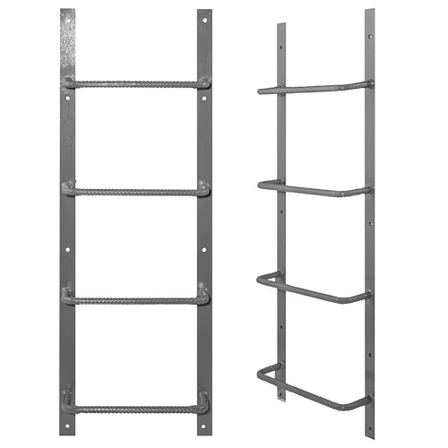 Bolt-On Steel Egress Basement Ladder – Heavy-Duty Window Well Escape Ladder, Permanent Safety Solution, Fits Most Basement Windows, Corrosion-Resistant, Easy Installation (Gray, 4-Rung)