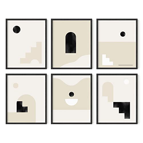 HAUS AND HUES Boho Prints Neutral Wall Art - Set of 6 Mid Century Modern Artwork, Bohemian Posters and Prints, Wall Art Mid Century, Modern Bohemian Posters UNFRAMED 8x10