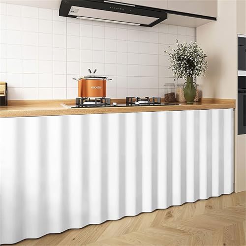 Odot Cortinas de Gabinete con Autoadhesivo Color Sólido, Gabinete de Zapatos Debajo del Fregadero Cortina Cocina, No Poroso Sombreado Cocina Puerta para Cocinas, Armarios (Blanco,100x70cm)