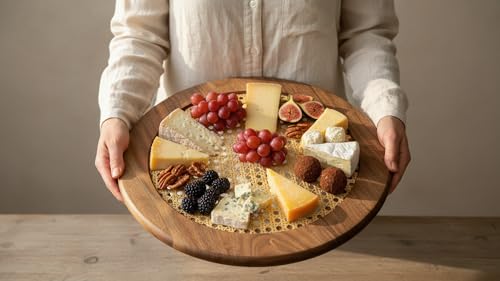 Assiette d'apéritif rustique en acacia et plateau de service - 7