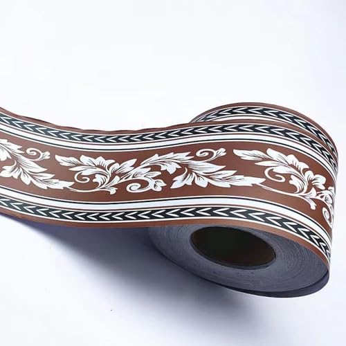 VisitRyl Bordi per Carta da Parati Adesivi Foglia marroni 12cm X 1000cm Design Decorativo