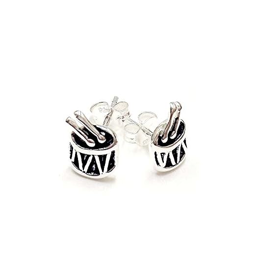SILVER EMPIRE Fine Jewelry | 925 Sterling Silver Music Drum Stud Earrings for Women | Fashion Stud Earring | Durable & Lightweight | E Coat Finish for Tarnish Resistance | Post Back | Hypoallergenic