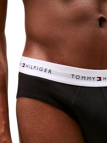 Tommy Hilfiger Herren 3er Pack Unterhosen Hip Briefs mit Logobund, Schwarz (Black/Black/Black White Wb), S – Ansicht 3