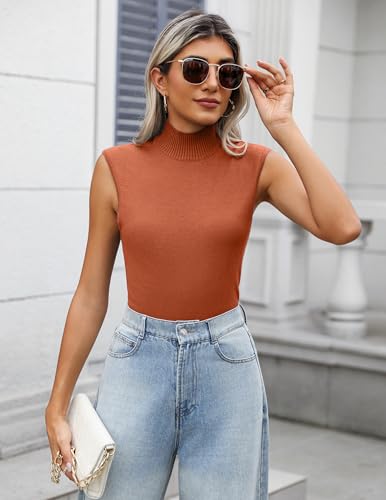 Zeagoo Women's 2025 Mock Turtle Neck Sweater Vest Sleeveless Knit Pullover Tank Tops Casual Trendy Slim Fitted Tops2