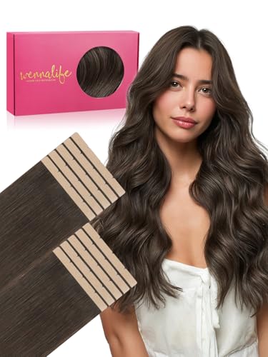 Image of WENNALIFE 3.15 inch Wide Tape in Hair Extensions Human Hair, Tape in Weft