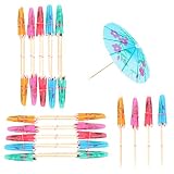 25 Count 4' Drink Umbrellas, Umbrella Cocktail Drink Picks -Mini Drink Cocktail Decorations for Drinks, Assorted Umbrella Parasol Paper Cupcake Toppers，Assorted Tropical Colors Party Toothpicks