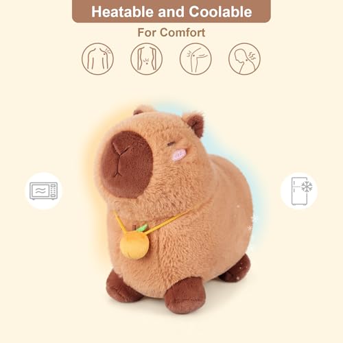 Image of SuzziPals Heatable & Coolable Orange Capybara Stuffed Animal, Microwave Heating Pad for Period, Plushies for Pain Relief, Stuffed Capibara Plush Toys for Stress Relief, Capybara Gifts for Girls & Boy
