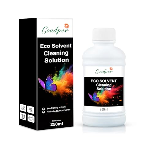 Goadper Eco Solvent Tinte Reinigungslösung Druckköpfe Reinigungslösung 250-ml für Eco Solvent Tinte für Roland Mimaki Mutoh XP600 TX800 DX5 DX7 DX4 DX9 DX10 DX11 L1800 R1390 I3200 （1 Pack）