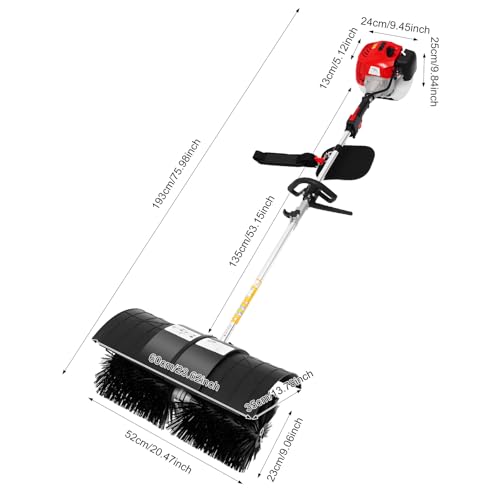 Image of 52cc 2.3HP Gas Power Broom, Handheld Leaf Blower & Sweeper for Lawn, Gravel, Snow, 2-Stroke Outdoor Cleaning Sweeping Machine with Shoulder Strap & Goggles, 33.8oz Fuel Tank