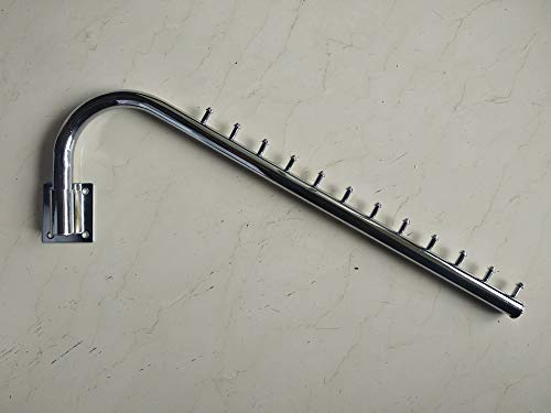 Image of Q1 Beads Steel Wall Mount 12 Pin Swivel Hook Hanger Rail for Display Wall Drope Hanger for Clothes Hanging(1 Pack, Chrome)