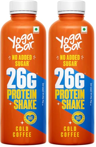 Image of Yogabar Protein Shake, with 26g Protein, No Added Sugar, Pack of 2 (250ml, Cold Coffe)