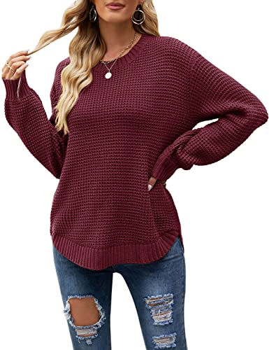 Image of MEROKEETY Women's Fall Long Sleeve Waffle Knit Oversized Sweater