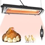 ZCTIMYI Chicken Coop Heat Lamp, 300W Brooder Heater for Chicks, Carbon Fiber Bulb Heater with 2-Level Temp, 6.6ft Cord UL Passed Adjustable Hanging Height, Livestock Indoor Warmer