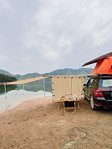 Bimiti Outdoor Retractable Car Side Awning 6.6 X 8.2Ft Rooftop Pull Out Tent Shelter Waterproof Windbreak Extension Canopy Overlanding Awning For Suv|Rv|Jeep|Truck|Van|Car #TOP7