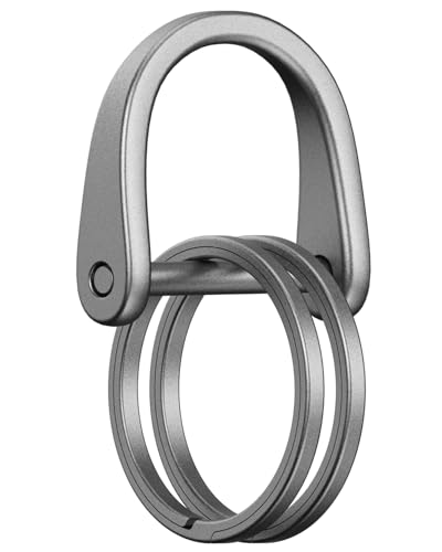 Small Titanium Key Ring with Screw Shackle，Durable Horseshoe Clasp Keychain Heavy Duty Strong Mini D-Rings and Side Pushing Rings for Car Keys/Bag Pendant