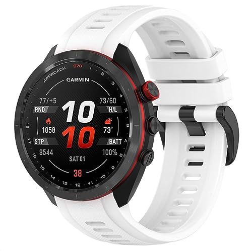 GIOPUEY Strap Compatible with Garmin Approach S70 47mm, Soft silicone Watch Strap, Strap Replacement [Wear-resistant] [breathable] - white