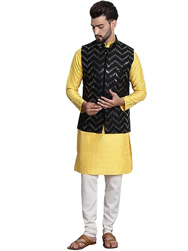 Image of SOJANYA (Since 1958 Men's Silk Blend Kurta and Pyjama with Nehru Jacket
