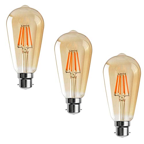 LED Vintage Edison Bulb, ST64 Filament Bulb, Retro Energy Saving Led Bulbs, 6-Pack of Three Warm White 2200K [Energy Class A+] (ST64 B22 8W)