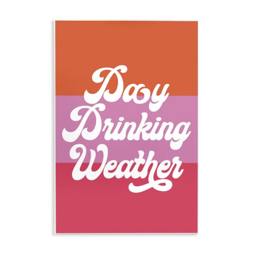 Day Drinking Weather Retro, 13 x 19 Inch Mounted Print on Wall Plaque