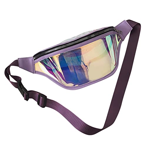 Pochettes de poitrine pratiques sur ce sac messager transparent lilas