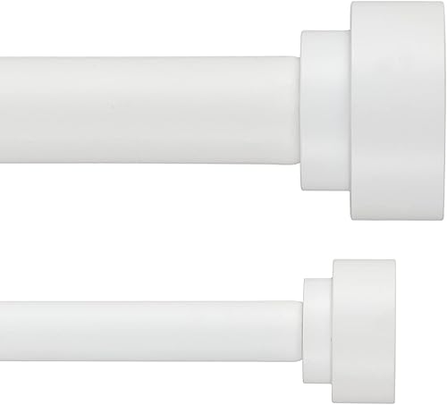 Miniatura 3 de Barras de cortina dobles resistentes con remates de tapa cilíndrica, varillas telescópicas de 72 a 144 pies, 1 pulgada frontal, parte trasera de 58