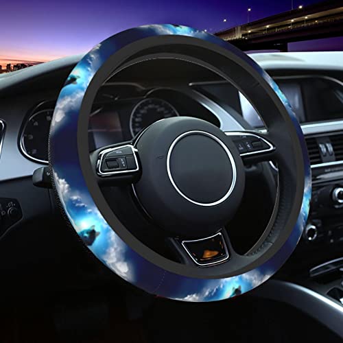 Midnight Wolf Steering Wheel Cover Protector Car Accessories For Women Men 15 Inch Auto Universal Non-Slip Interior Decor #TOP30