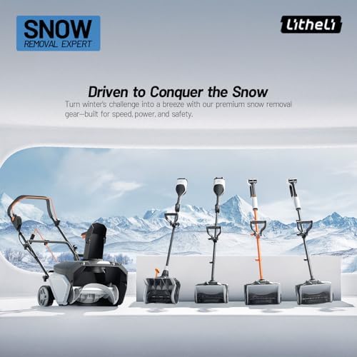 Litheli 12-Inch Cordless Brushless Snow Shovel, 20V Battery Powered Snow Thrower, 20FT Throwing Distance Snow Blower with Auxiliary Handle for Driveways, Sidewalks — view 7