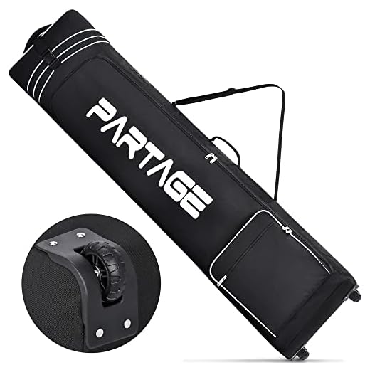 Partage Snowboard Bag with Wheels, Snowboard Bag for Air Travel, Adjustable Length Up to 170 cm, 600D Waterproof Oxford -Black