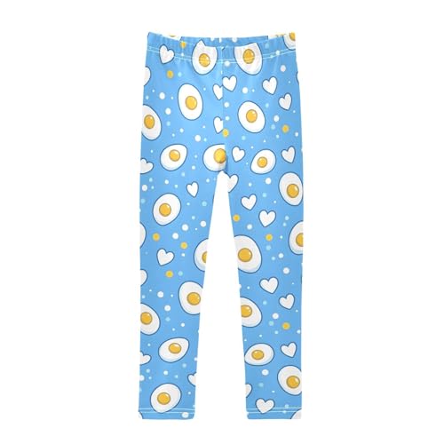 Cute Egg Heart Girls Leggings Soft Stretch Workout Yoga Dance Pants for Kids Casual Tights
