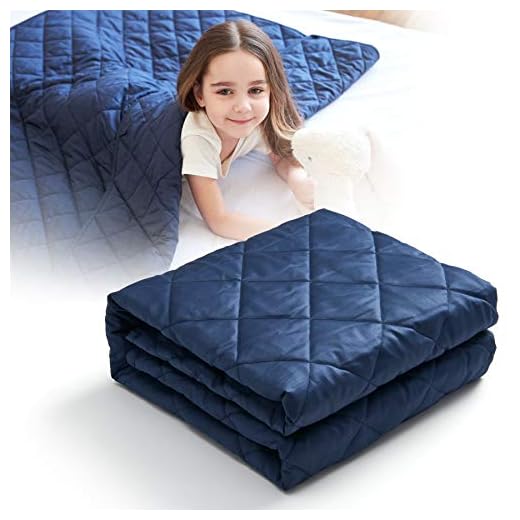 CO-Z 5lbs Weighted Blanket for Kids Size Navy Blue 36x48 inches 300TC Premium Breathable 100% Cotton Material, Durable Soft Heavy Blanket with Glass Beads, Skin-Friendly Oeko-TEX Certified