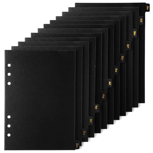 12 separadores A5, tamaño A5, carpeta de anillas, separadores de 6 anillas, juego de separadores de archivadores, 6 agujeros para carpetas, hojas sueltas, cuaderno, organizador personal, archivador de