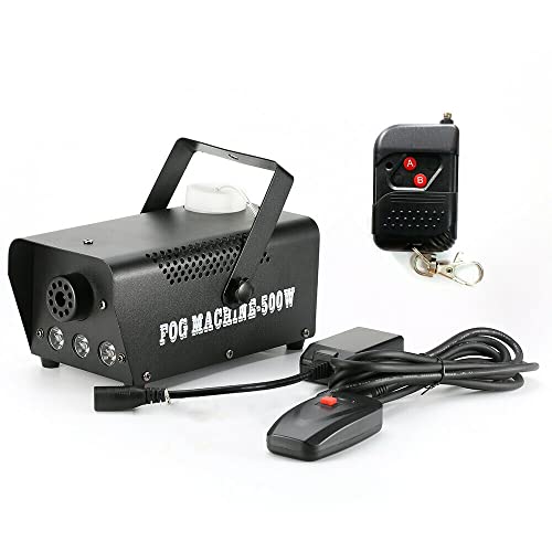 MINRS Nebelmaschine, 500 Nebelmaschine mit LED Beleuchtete, Nebelmaschine mit Fernbedienung für Dekorationen, Halloween, Weihnachten, Partys und Bühnenshows