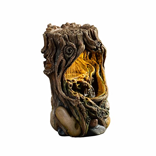 GOSSI Indoor Fountain Beautiful Stump Water Fountain Relaxation Raindrop Fountains Meditation Desk Fountain Artistic Waterfall Fountains Home/Office Decor(22013)