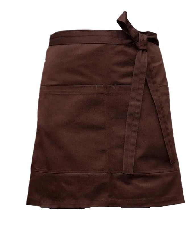 Delantal de Lona for Mujeres y Hombres con Bolsillos, Medio Delantal for Servidor, Camarera, Barman, Chef y Trabajo (Color : Black, Size : 70x45cm)