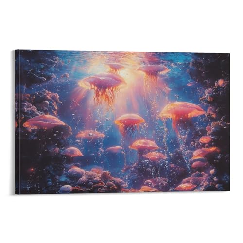 Méduses murale décoration de maison peinture sur toile moderne de 50x75cm