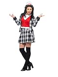 Lieferumfang: 1 Smiffys Damen Clueless Dionne Kostüm, Jacke, Top, Rock, Kniestrümpfe und Hut, Beinhaltet nicht: Schuhe, Farbe: Schwarz, Größe: 36-38