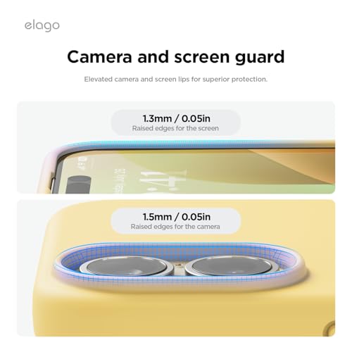 Image of elago Compatible with iPhone 16 Case, Premium Liquid Silicone Case, Full Body Protective Cover, Shockproof, Slim Phone Case, Anti-Scratch Soft Microfiber Lining, 6.1 inch (Yellow)