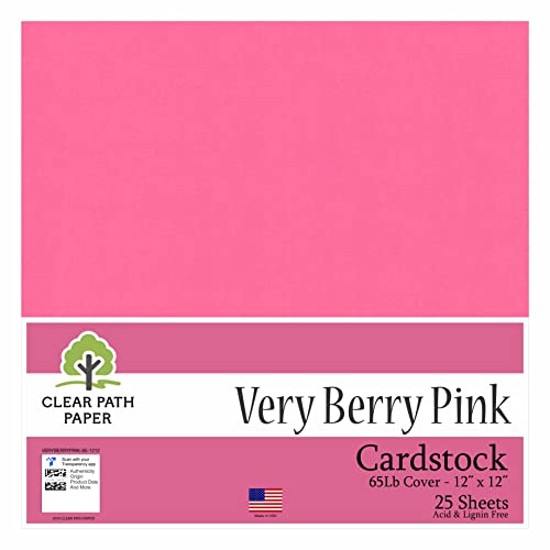 Very Berry Pink Cardstock - 12 x 12 inch - 65Lb Cover - 25 Sheets
