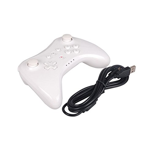 Podwójny analogowy bezprzewodowy joystick kontroler gamepad Bluetooth do Nintendo Wii U Pro - biały