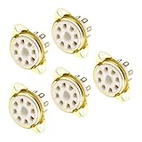 QUARKZMAN 5 Stück Röhrensockel 8 Pins Keramik-Vakuumröhrensockel Ventil 26mm Durchmesser für 12AX7 12AU7 ECC83 ECC82 Röhre,Weiß, GZC8-Y-3-G