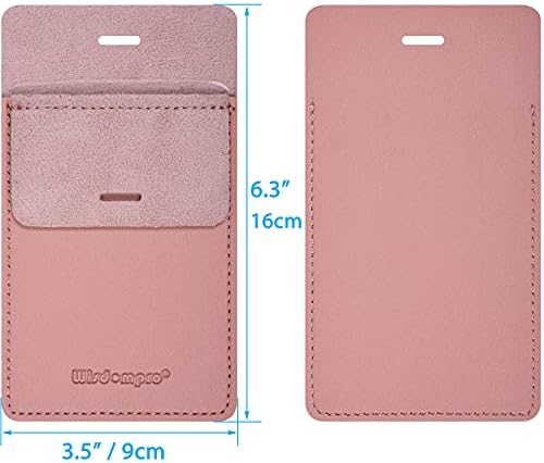 wisdompro Pocket Protector, 3 Pack PU Leather Heavy Duty Pen Holder Pouch with Clear PVC Divider for Shirts, Lab Coats, Pants - Multi-Purpose - Holds Pens, Pointers, Pencils, and Notes - Pink