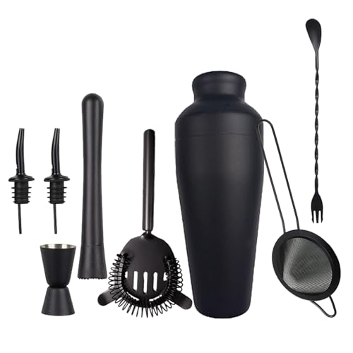 Shaker Set Bartender Kit - Herramienta de cóctel de acero inoxidable | Kit de mixología profesional con colador de jigger y cuchara de bar para fiestas en casa, hora feliz y bebidas creativas