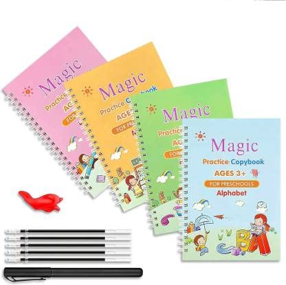 Jiyatech Magic Reusable Practice book For Kids,Sank Magic Practice Copybook Handwriting Book,Magic Practice Copybook Set (Multicolor)