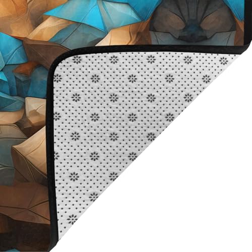 Tapis de sol abstrait bleu marron doux BROLEO qualité premium - 6